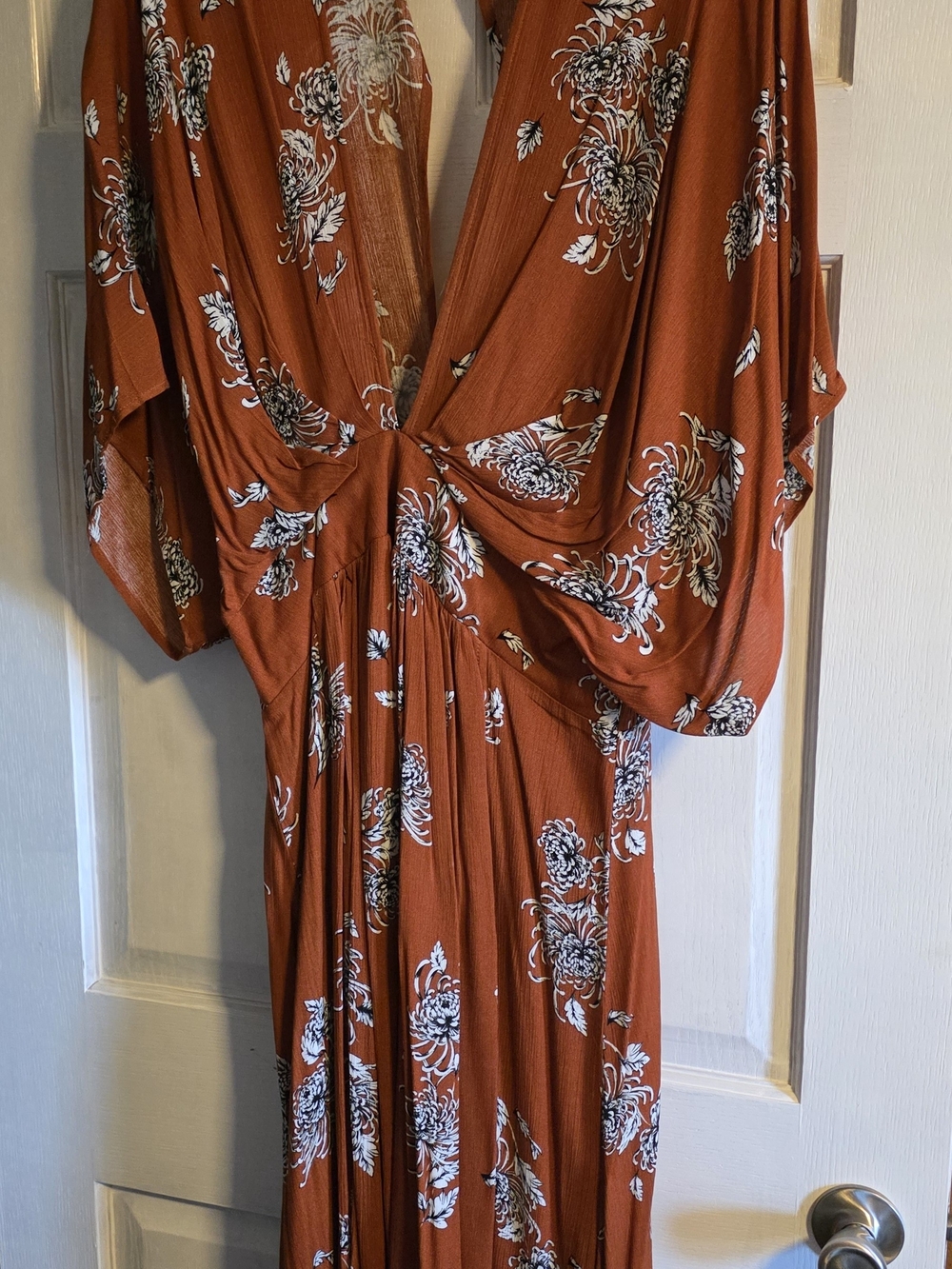 Showpo Rust Floral Knot-Front Maxi Dress - Women AUS 18, US 14